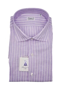 New FINAMORE Napoli HANDMADE Dress EDUARDO Shirt Size 17.75 Us 45 Eu (FIN314) - Picture 1 of 2