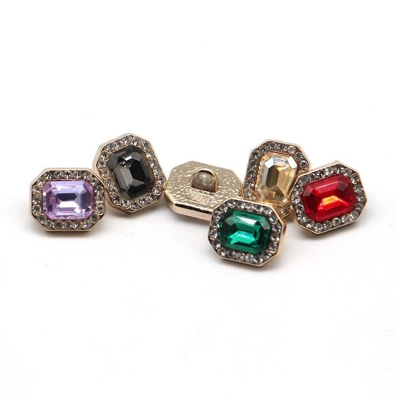 10pcs Glass Rhinestone Buttons Metal Loop for Jewelry Crafts Clothes Costume - Image 1 of 4