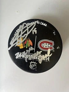 Jonathan Toews BLACKHAWKS Autograph Signed Warmup Puck Beckett Witness 1W806406 - Picture 1 of 2