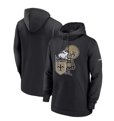 NWT Men’s Nike New Orleans Saints Retro Logo Hoodie 3XL Black XXXL Throwback - Image 1 of 4