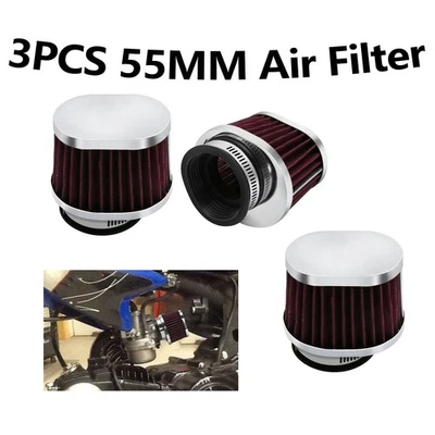 Kit de 3 filtros de aire de motocicleta para motor de suciedad ATV 55 MM rojo ovalado lavable Foto 1 de 4