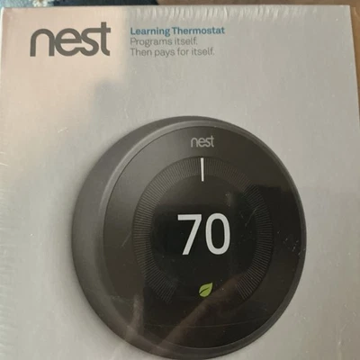 SEALED Nest 3rd Generation Learning Black Programmable Thermostat T3016US - Image 1 of 4