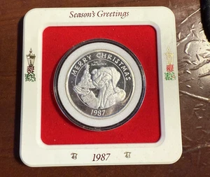1987- 88 Pink Panther Merry Christmas Happy New Year Round 1 Troy oz .999 Silver - Picture 1 of 7
