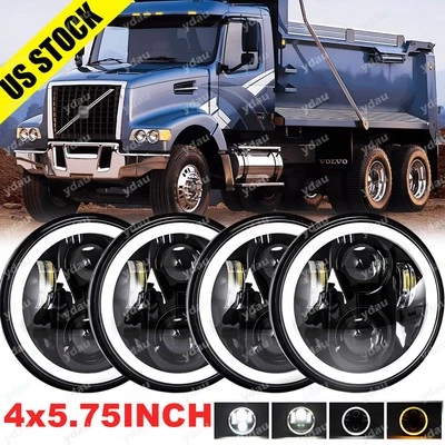 4PCS For Volvo VHD DOT 5-3/4" 5.75" INCH Round LED Headlights Hi/Lo Sealed Beam - Image 1 of 4