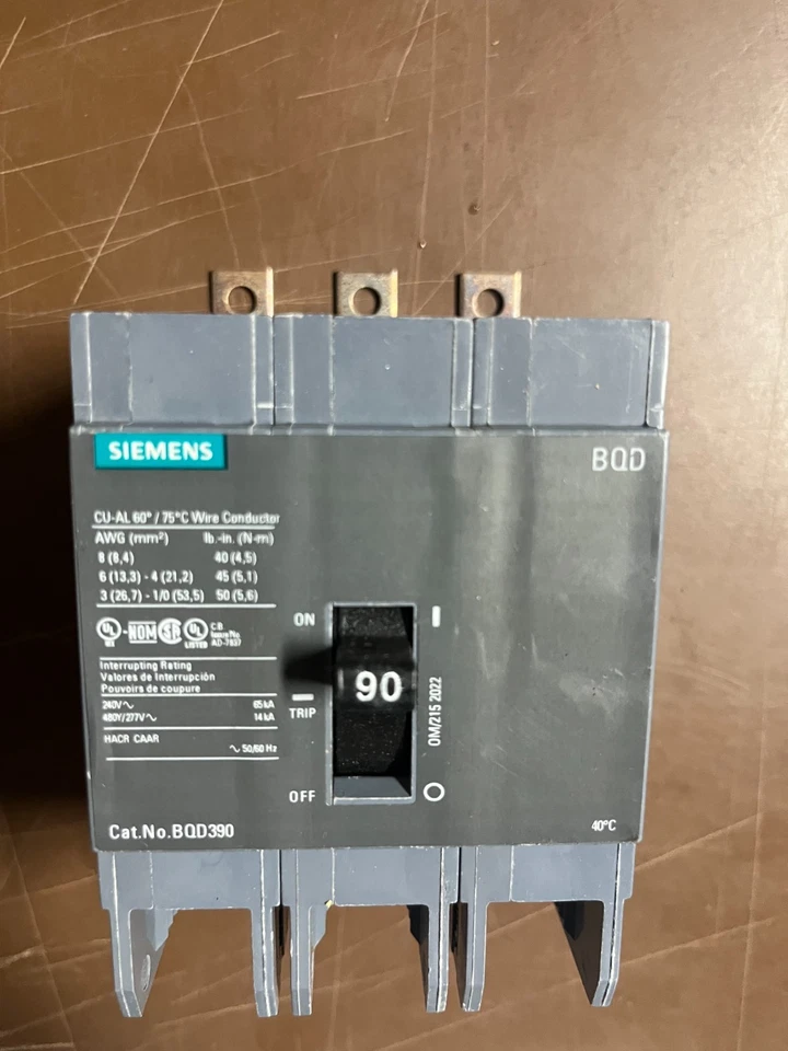 BQD390  Siemens 90 Amp 3P 480 Volt Bolt-On Molded  Circuit Breaker NEW - Image 1 of 1