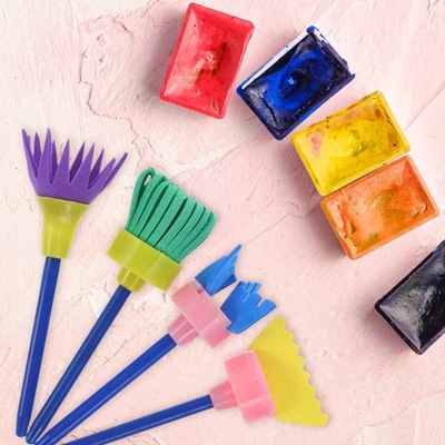  4ps Sponge Stamps Brush Set Set Kids Birby Art Projects Reusibili Spazzola di - Image 1 of 4