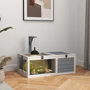 PawHut Schildkrötengehege mit Auslauf, Lampenfassung, Ausziehschalen, Versteck - Bild 1 von 11