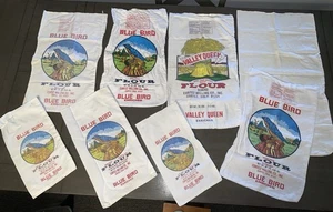 A1 8 5-25LB EMPTY CORTEZ CO MILL BLUE BIRD VALLEY QUEEN FLOUR BAG SACK CLEANED - Picture 1 of 23