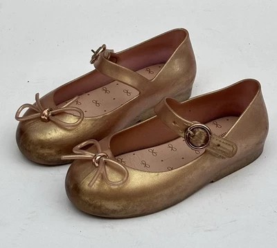 Mini Melissa Sweet Love Mary Jane Jelly Flats Metallic Gold Size 9 - Image 1 of 4