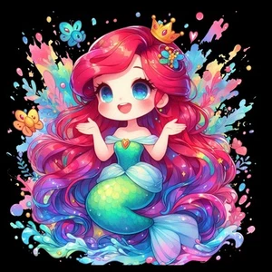 Toddler Unisex Short Sleeve T Shirt - DTF - Cartoon Disney Ariel ( Ver 9 )- 10 - Picture 1 of 5