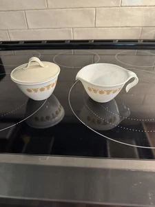 Vintage Butterfly Gold Corning Corelle Butterfly Gold Sugar And Creamer Set - Picture 1 of 4