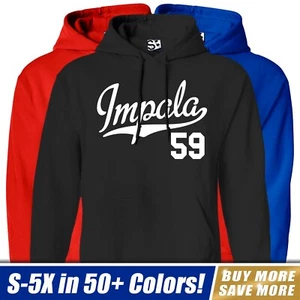 Impala 59 Script Jersey HOODIE | Hooded 1959 SS Lowrider Sweatshirt | All Colors - Picture 1 of 34