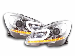 Coppia fari fanali anteriori Daylight LED Mercedes Classe C W204 11-14 Cromato - Imagen 1 de 8