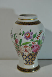 Pot vase ancien porcelaine Sanson décor gout chionois Chine corbeille fleur