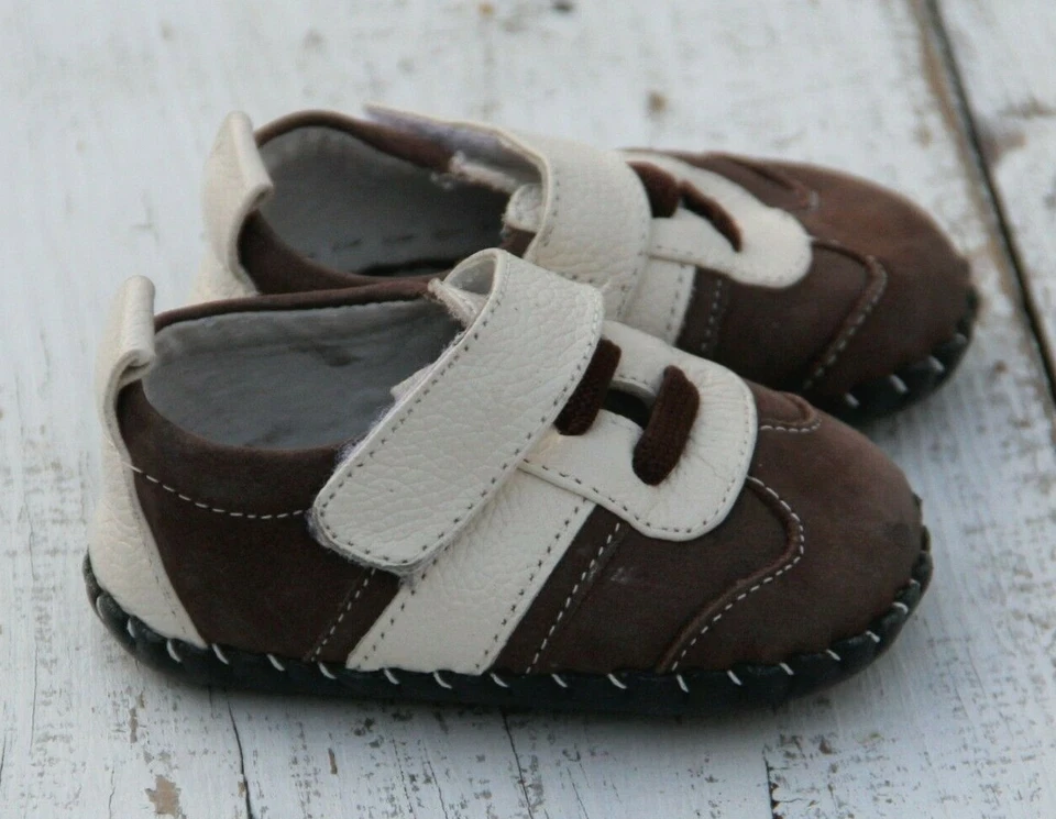 Sapatos de caminhada Pediped bebê meninos tamanho 0-6 meses marrom creme - Imagem 1 de 4