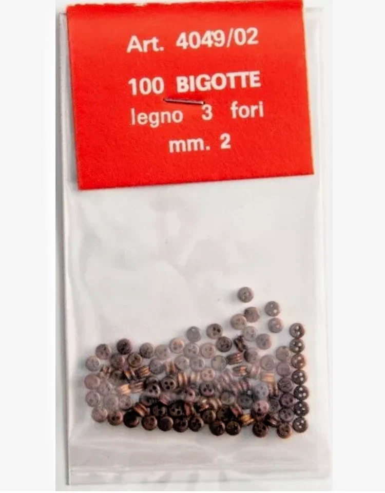 Amati AM4049-02 Bigotte in legno noce 2 mm 3 fori (100 pz) modellismo - Immagine 1 di 1