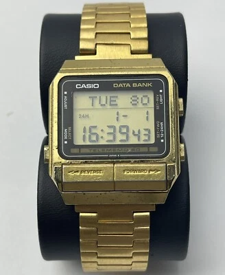 Reloj pulsera CASIO DATA BANK TELEMEMO 50 262 DB-510 G Quartz Original Vintage - Imagen 1 de 3