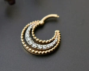 Women's Nose Pin 14K Yellow Gold Plated 0.50Ct Round Cut Simulated Diamond - Picture 1 of 6