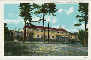 Postal de lino Del Monte Lodge Pebble Beach California CA sin publicar - Imagen 1 de 2