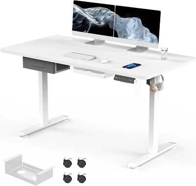 Höhenverstellbarer Schreibtisch Stehschreibtisch Elektrisch 160x70cm Stauraum - Bild 1 von 4