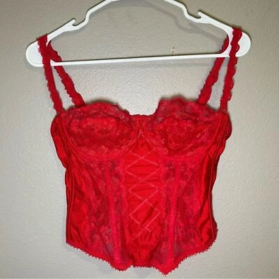 Lady Marlene vintage red lace corset bustier top women’s size 38B - Image 1 of 4
