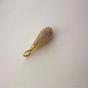Swarovski Signed Gold Tone Teardrop Pendant Crystals Vintage Necklace Charm - Picture 1 of 13
