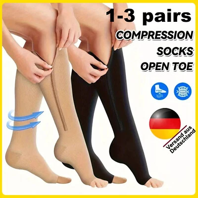 Kompressionsstrümpfe Thrombose Stützstrümpfe Mit Reißverschluss Kniesocken Socks - Bild 1 von 4