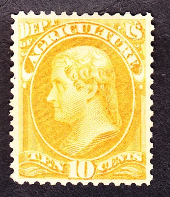 US O5 10c Agriculture Department Mint VF-XF OG H SCV $525 - Image 1 of 2