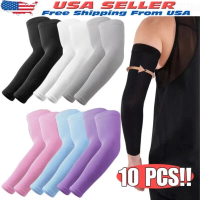 5 Pairs Cooling Arm Sleeves Cover UV Sun Protection Sports Outdoor For Men Women - Image 1 of 4