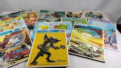 Lot of 12 Vtg Tray Puzzles Whitman, Golden, Plus 1970 & 80s Space, Cartoons, Map - Image 1 of 4