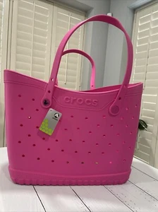 CROC CLASSIC PINK TOTE BAG Rubber Bogg Bag Like Waterproof Jibbitz Holderš„ - Picture 1 of 9