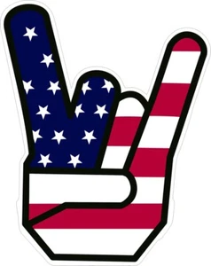Rock And Roll With American Flag Decal Unique And Special Car Decal, Sticker - Picture 1 of 2