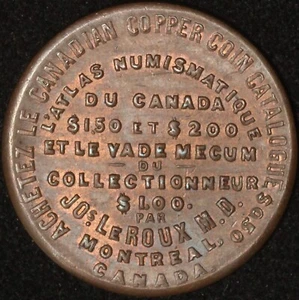 QUEBEC, Montreal - Joseph Leroux Copper Token, Breton 582 - Foto 1 di 2