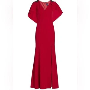 MARCHESA Embellished Tullepaneled Draped Crepe Maxi Gown Dress - Picture 1 of 8