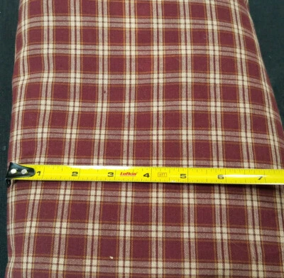 4 3/8码缝纫织物格子格子图案棕褐色和深红色 — 第 1/2 张图片