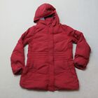 Timberland Puffer Jacket Womens Large Red Coat Hooded Outdoors Down Feather