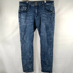 XRay Blue Acid Wash Tapered Jeans Mens Size 36x30 Dark Blue Stretch Mid Rise - Picture 1 of 12