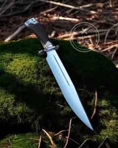 Handgefertigtes Bowiemesser D2 Stahlklinge Hirsch Hirschhorngriff Jagdmesser mit Scheide - Bild 1 von 5