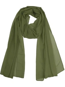 Women's Solid Chiffon Scarf Lightweight Soft Sheer Long Head Wrap Shawl Scarv... - Picture 1 of 7