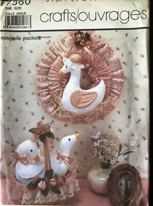Geese Wreath Pull Toy Simplicity Craft Sewing Pattern 7360 VTG Puckett - Foto 1 di 4