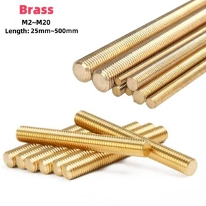 Fully Threaded Rod 2mm to 20mm Brass Threaded Bar Studding Studs Length 25-500mm - Picture 1 of 9
