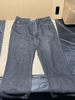 Akademiks Jeans Mens 42 Baggy Hip Hop Fit Black Wash Denim Embroidered - Image 1 of 4