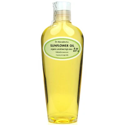 DR. ADORABLE Organic Sunflower Oil Unrefined High Oleic 2 oz 4 oz 8 oz up to Gallon Free Ship