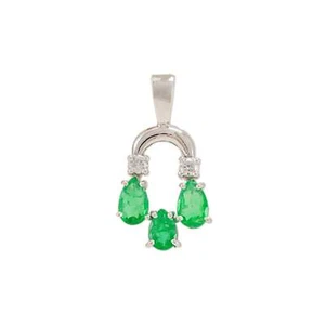 Edelstein Anhänger Smaragd Diamant Weißgold 18K Damenschmuck Kettenanhänger - Bild 1 von 2