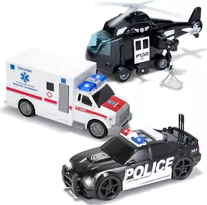 Toddler Truck Toys for 3 4 5 6 7 Year Old Boys - Police Car Toy Set, Emergency V - Picture 1 of 8