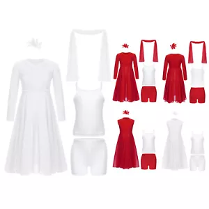 Kids Girls Dress With Shorts Fit Uniform Festival Outfit Team Dresses Folk Mime - Picture 1 of 52