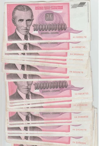 NIKOLA TESLA $10,000,000,000 Dinar Genuine Bank Note Cash Money 1993 Collectable Cover