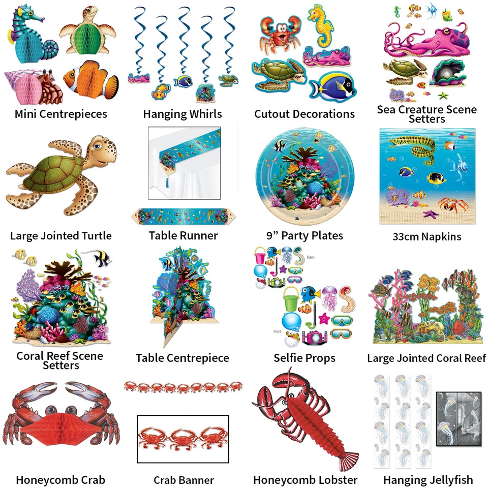 CORAL REEF / UNDER THE SEA THEME DECORATIONS - PARTYWARE COMPLETE SELECTION - Image 1 of 1