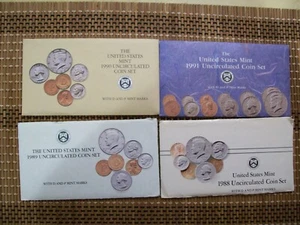 1988, 1989, 1990 & 1991 U.S Mint Uncirculated Coin Set with D and P Mint Marks - Picture 1 of 6
