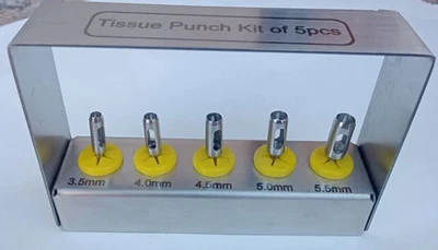 SOP INSTRUMENTS 5 Pcs Dental Implant Tissue Punch Kit set Surgical Surgery With Box Holder